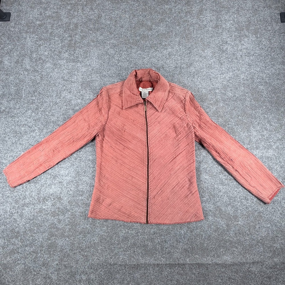 Bamboo Traders Full Zip Jacket Womens S Rust Pink Textured Leather Suede Outdoor